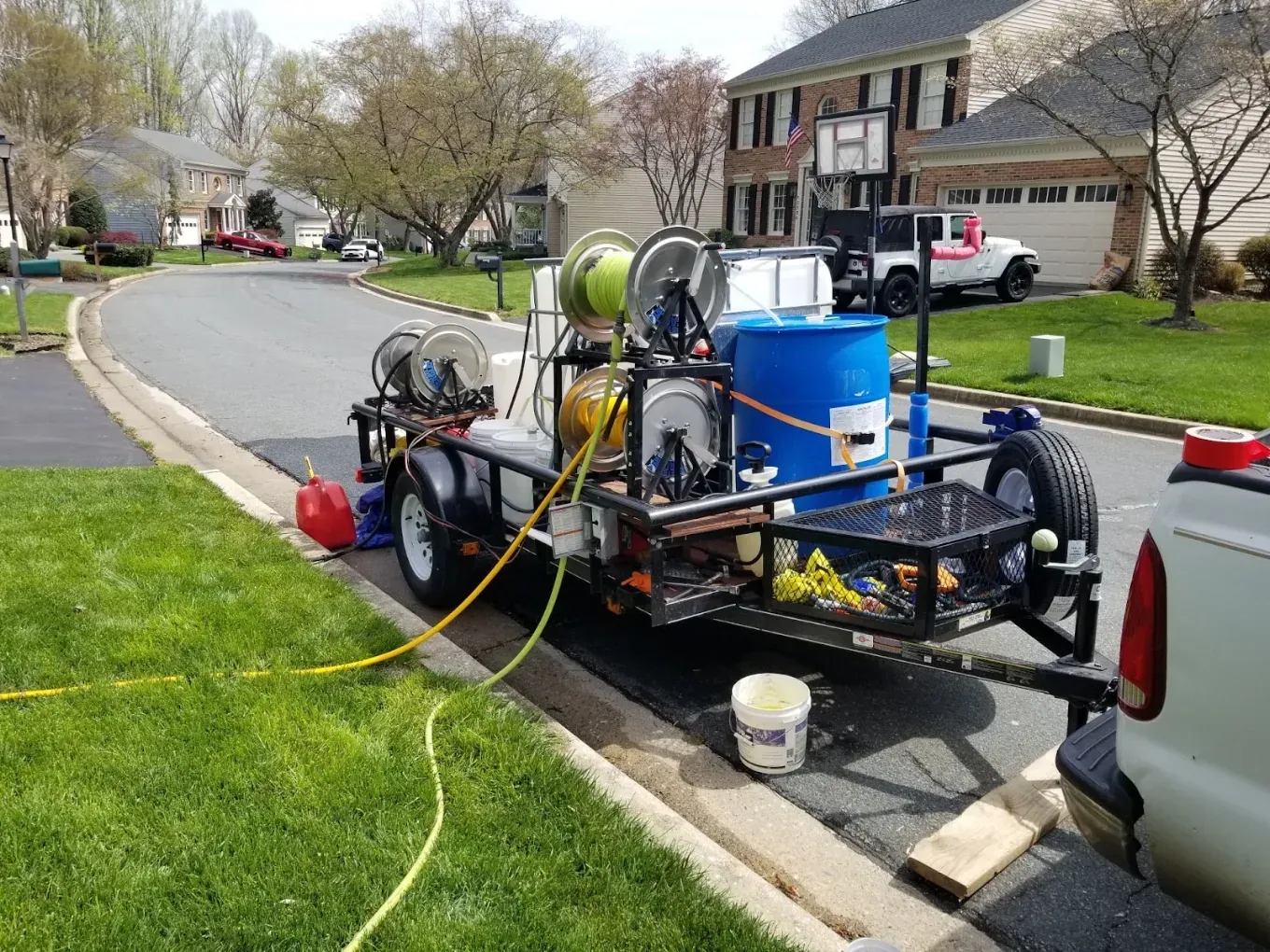 Nice Pro professional cleaning equipment trailer at a Rockville home